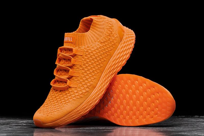 Men's Nobull Neon Reflective Knit Running Shoes Orange | SG W2128N